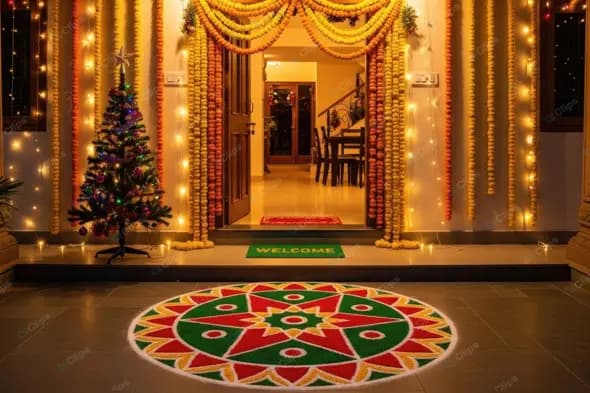 Cultural Fusion: Christmas Decorations in an Indian Home