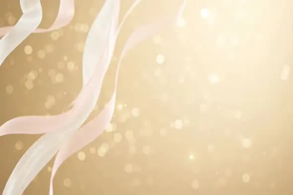Soft Flowing Ribbons with Golden Bokeh Background for Celebrations