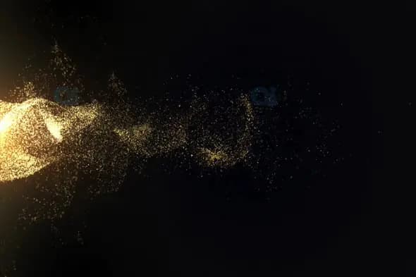 Flowing Golden Particle Stream on Dark Background