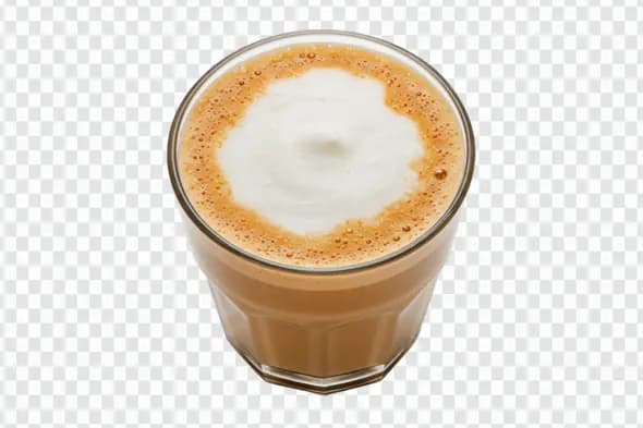 Frothy Cappuccino Glass with Creamy Foam PNG