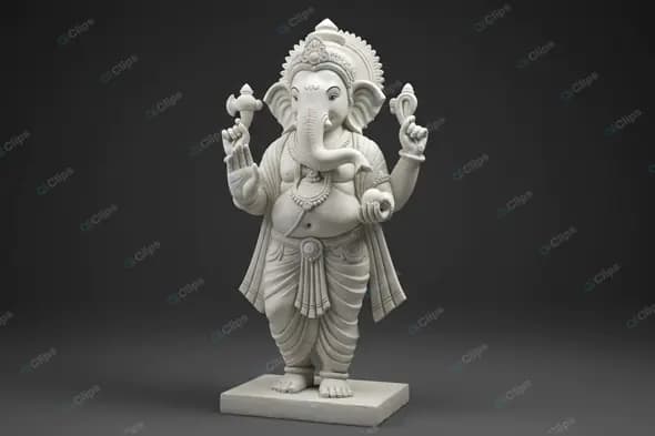 Elegant White Ganesha Sculpture