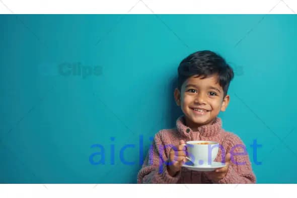 Smiling Child Holding Cup