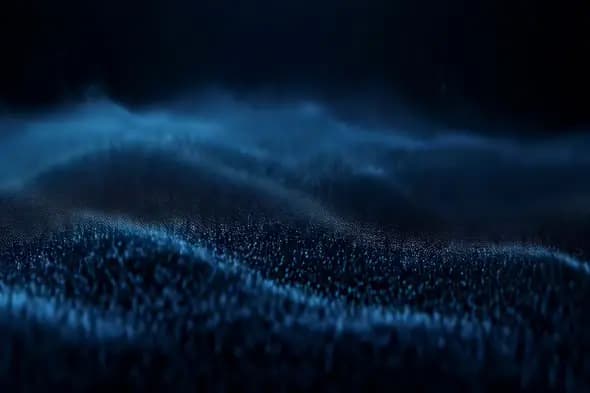 Ethereal Blue Particle Waves Mesmerizing Digital Landscape Animation