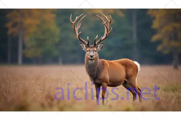 Majestic Red Deer Stag in Autumn Field