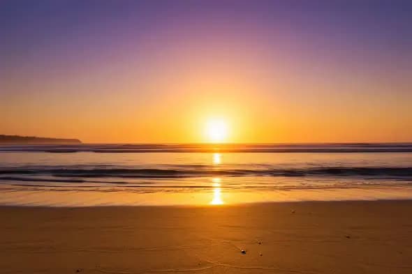 Golden Sunset Beach Horizon Tranquil Ocean Scenery