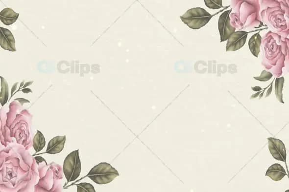 Soft Pink Roses Border on Cream Background