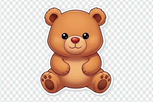 Charming Brown Teddy Bear Cartoon Sticker Clipart PNG