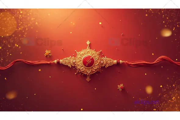 Traditional Rakhi on Red Background with Golden Accents