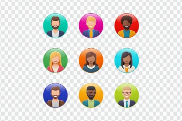 Glossy Diverse Team Member Profile Icons Clipart PNG