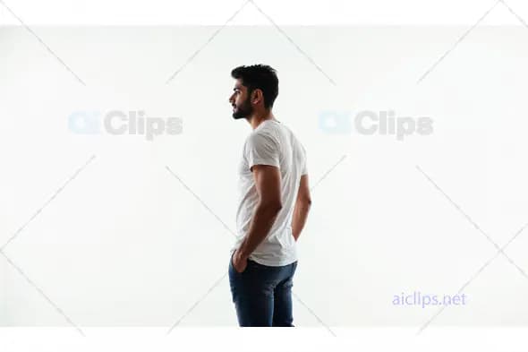 Young Man in White T-Shirt Side Profile