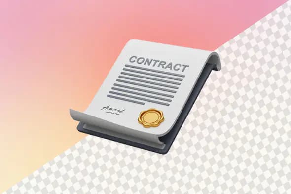 Legal contract document with golden seal 3D model
