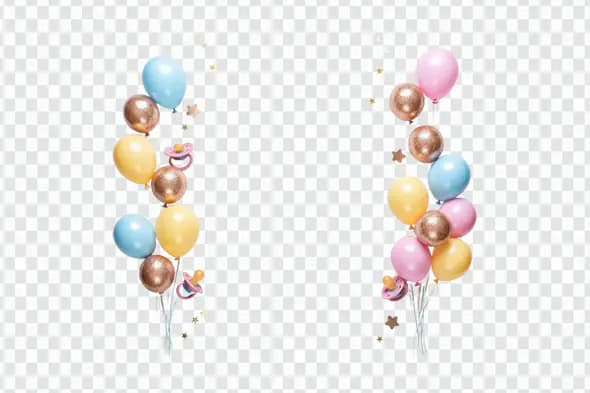 Festive Balloon Clusters Birthday Frame PNG