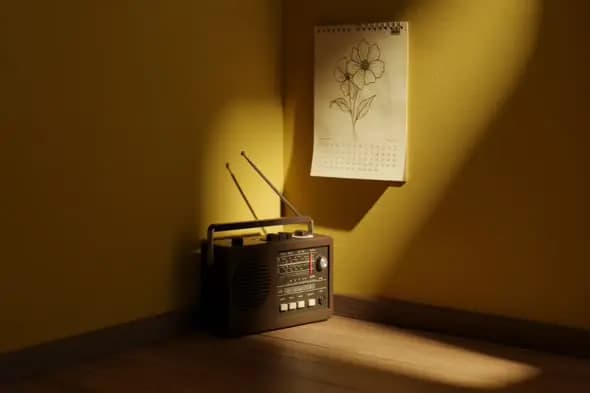 Old radio in sunlight