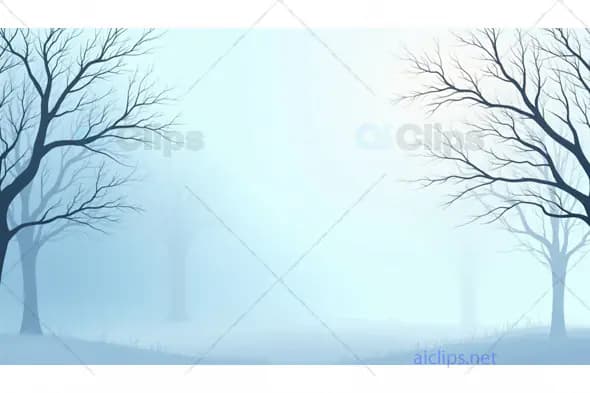 Foggy Winter Morning with Bare Trees