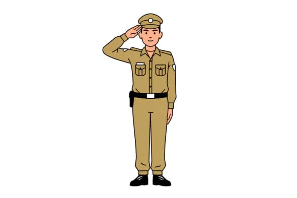 Male Police Officer Saluting Vector