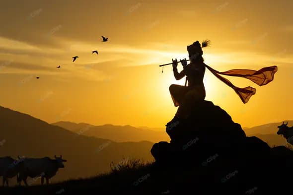 Krishna's Melody at Sunset