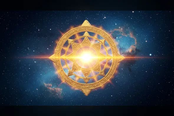 Thumbnail Surya Chakra with Radiant Galactic Light | Hindu Cosmic Symbol | AIClips Visual