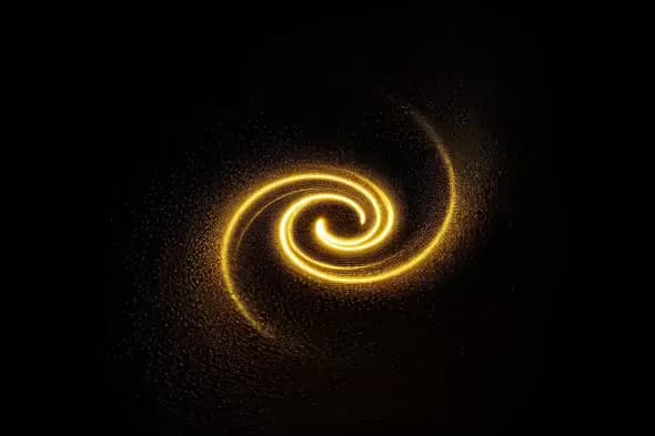 Glowing Golden Spiral Swirl Against Dark Background Animation