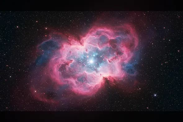 Bright Stellar Nebula – Radiant Pink and Cyan Starburst in Deep Space