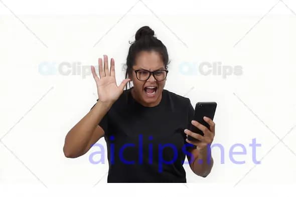 Angry Woman Yelling at Smartphone
