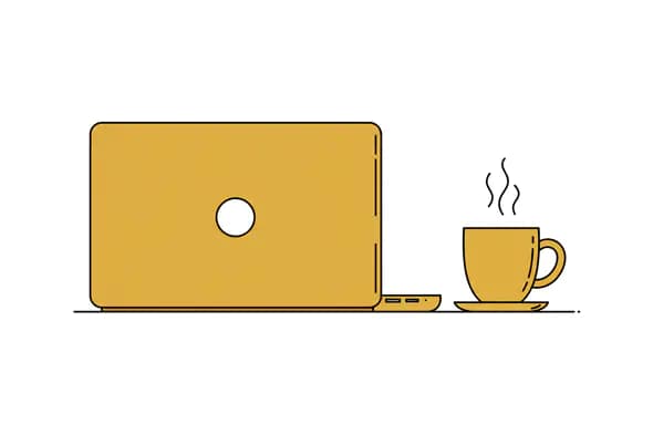 Minimalist Laptop and Coffee Vector