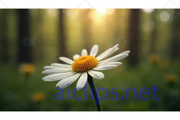 Single Daisy Flower in Forest Glow