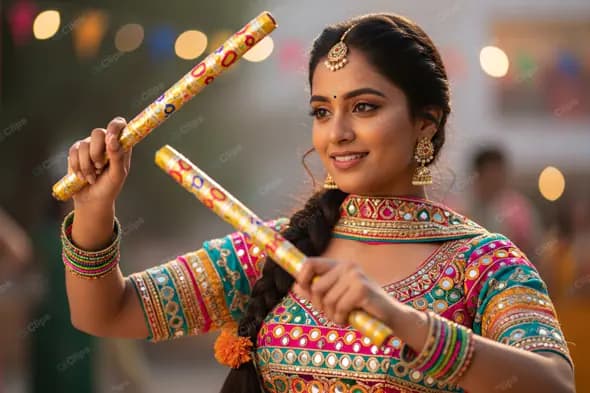 Energetic Dandiya Performer