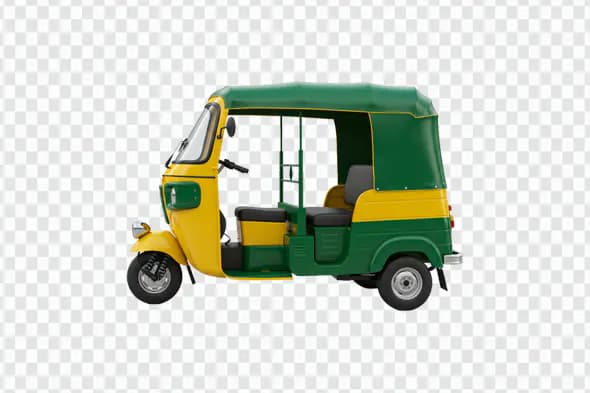 Auto Rickshaw Green Yellow Transport PNG Clipart