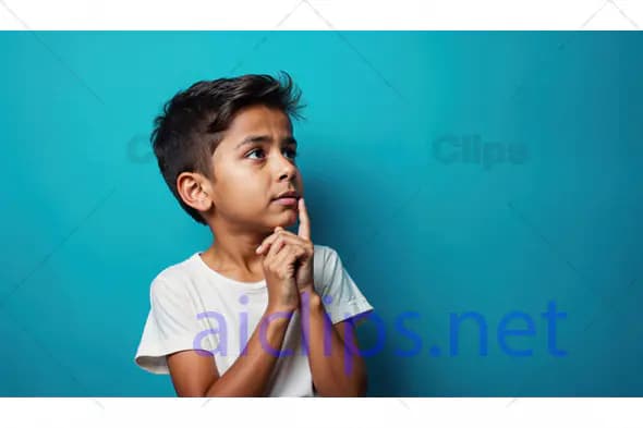 Thoughtful Boy in White Shirt