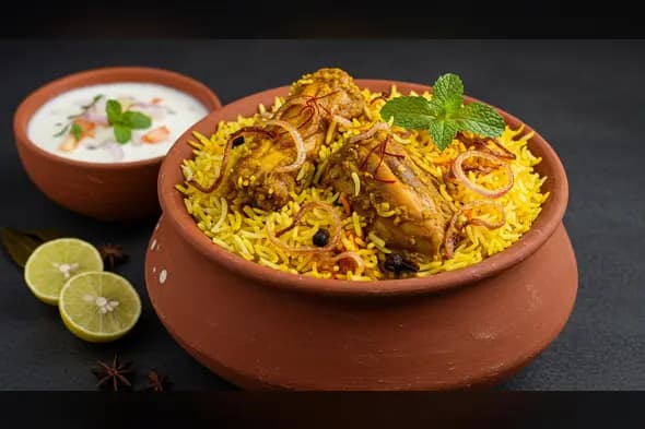 Authentic Chicken Biryani in Clay Handi with Raita | Indian Cuisine Visual | AIClips