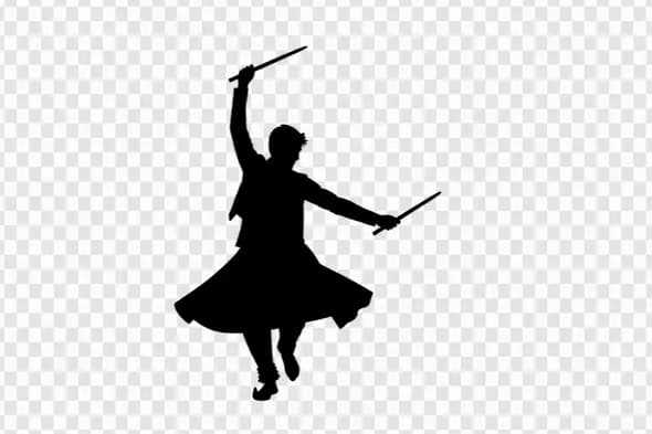 Energetic Male Dandiya Dancer Silhouette PNG