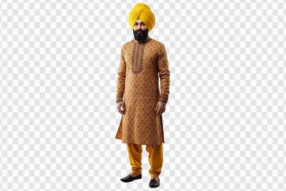 Sikh Man in Traditional Kurta and Turban PNG