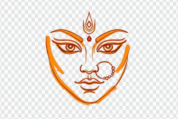 Powerful Durga Face Illustration Hindu Goddess Symbolism