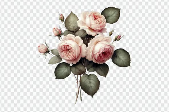 Delicate Pink Roses Floral Arrangement PNG Clipart