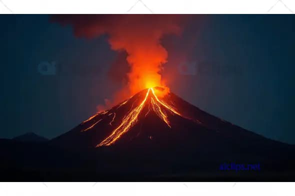 Volcanic Eruption at Night