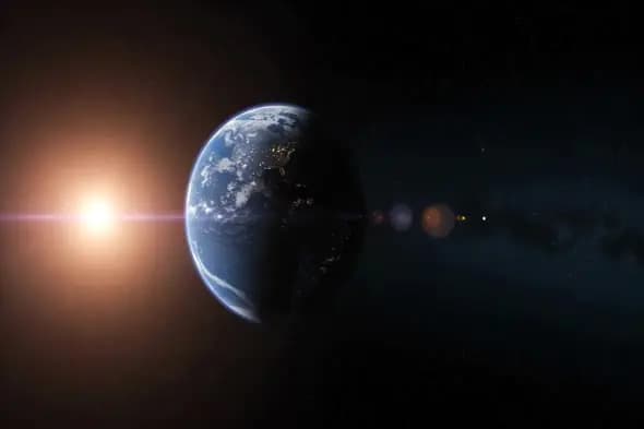 Earth Sunrise from Space Orbit