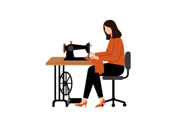 Seamstress at Vintage Machine Vector