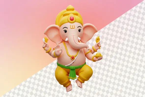 Adorable 3D Ganesha figurine with yellow pants