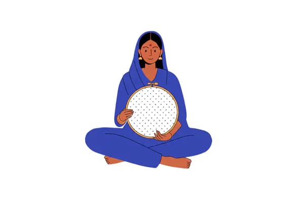 Indian Embroiderer Vector Graphic
