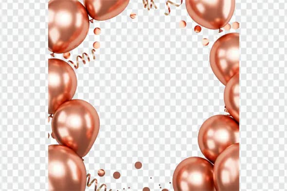 Luxurious Rose Gold Balloon Frame Border PNG