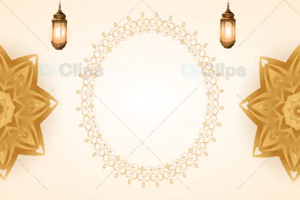 Golden Islamic Frame with Lanterns