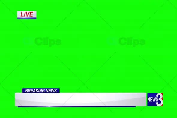 Breaking News Lower Third with "LIVE" and "NEWS 3" Branding on Green Screen