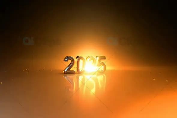 2025 New Year Countdown with Glowing Gold Light