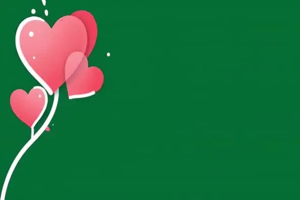 Floating Pink Hearts on Green Background Motion Design