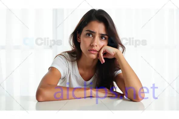 Concerned Woman in Thoughtful Pose