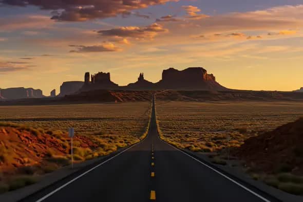 Iconic Desert Highway to Monument Valley
