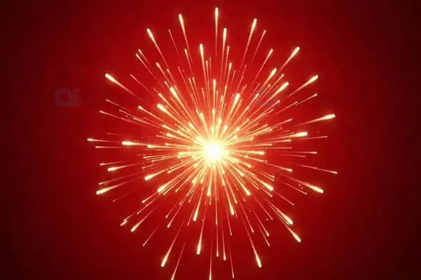 Fiery Firework Explosion on Red Background