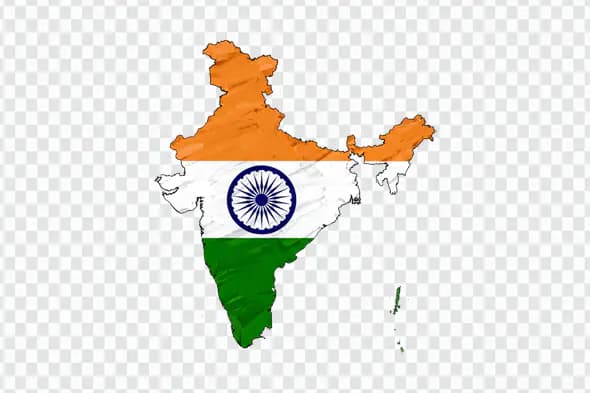 Indian Map with Tricolor Flag Design PNG