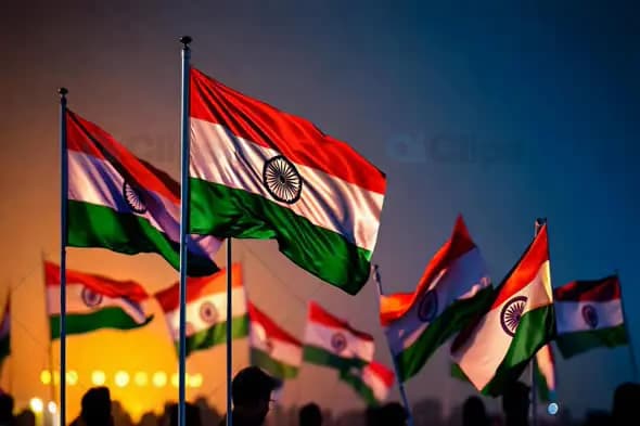 Indian Flags Waving in Unity During National Celebration