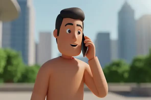 Urban Caller: 3D Animated Man on Phone